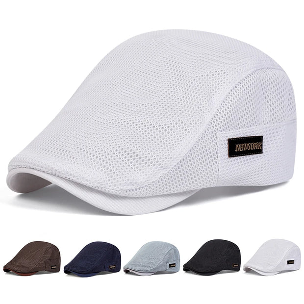 Men NEW York Label Mesh Breathability Newsboy Caps British Painters Hats Spring and Summer Flat Cap Hip Hop Berets Hat