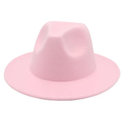 Classic Women Fedora Hats Autumn Winter Gentleman Jazz Felt Hat For Men Retro Church Lady Flat Wide Brim Dress Hat