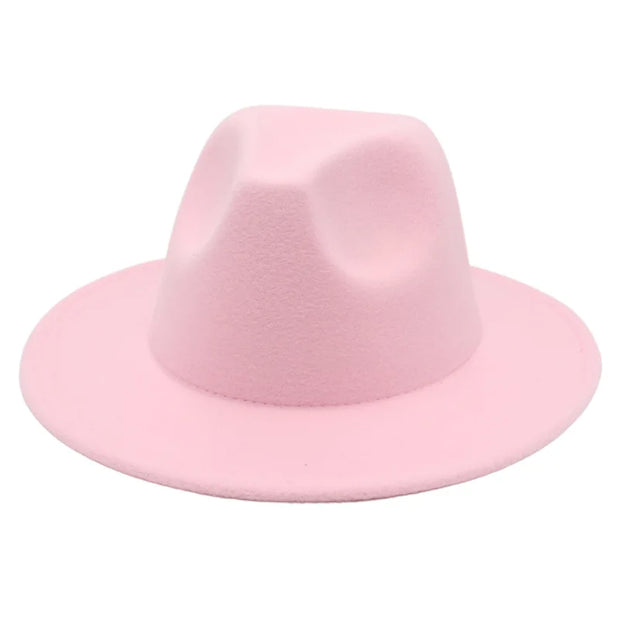 Classic Women Fedora Hats Autumn Winter Gentleman Jazz Felt Hat For Men Retro Church Lady Flat Wide Brim Dress Hat