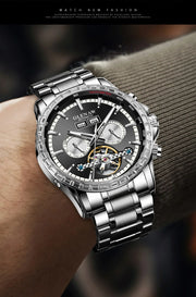 2025 Year Month Sunday Multi-functional Mechanical Watch GLENAW Watch Diamond Circle Stainless Steel Waterproof Luminous Watches