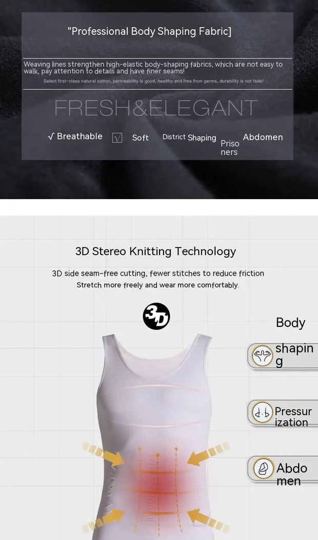 2/1Men's Compression Body Shaper Tank Top, Slimming Vest