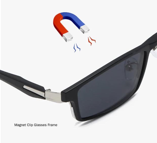 HDCRAFTER 6 In 1 Magnet Polarized Clip Glasses Frame Men TR90 Optical Myopia Clip Glasses For Men Prescription Eyeglasses Frame