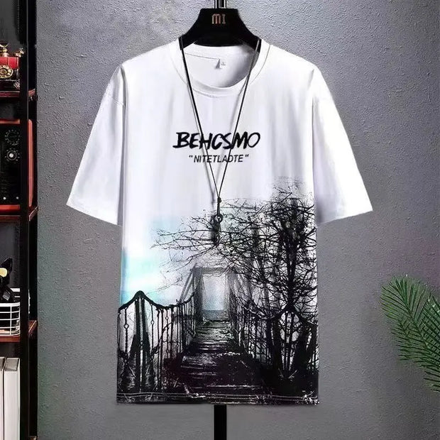 2025 Summer Fashion Men Sets Cotton Streetwear O-neck Short Sleeve T Shirt & Shorts 2PCS Loose Casual Men Suits