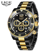 LIGE Men Watch Fashion Full Steel Military Waterproof Quartz Watches for Men Top Brand Luxury Military Chronograph Montre Homme