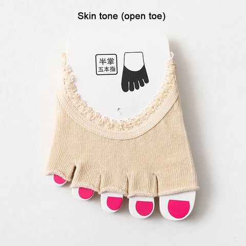 New Five Toes Forefoot Pad Women High Heels Wear-resistant Half Socks Lace Lace Invisible Socks Calluses Corns Foot Pain Care