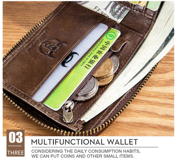 BULLCAPTAIN Brand Men's Wallet Genuine Leather Purse Male Rfid Wallet Multifunction Storage Bag Coin Purse Wallet's Card Bags