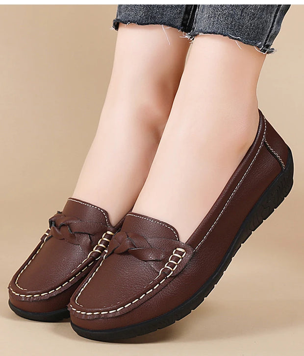 Shoes Women 2025 New Loafers Slip On Flats Leather Shoes Woman Comfortable Flat Shoes Women White Zapatos Mujer Women's Footwear