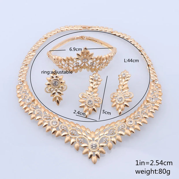 Trend African Jewelry Set For Women Fashion Dubai Wedding Earrings For Bridal Nigerian Design Sliver Plated Necklace Set