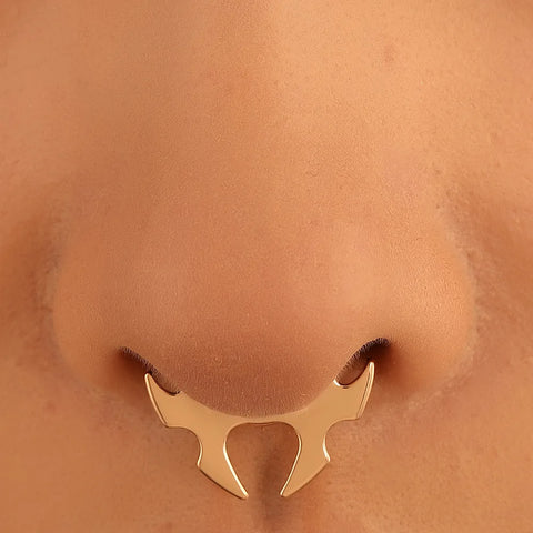 Bull Head And Horn Nose Clip Ring Men Women Fake Septum Piering Body Jewelry Fashion Non Perforation Bat Nose Rings Studs 2025