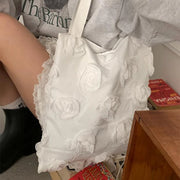 Korean 3d Flower ladies Shoulder Bag High Quality Three-dimensional Flower Canvas Bag Large Capacity Underarm Handbag Vest Bag