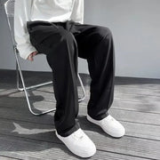 Men's Clothing Summer Casual Business Pure White Loose Fit Lightweight Draped Ice Silk Straight Wide Leg Dress Pants