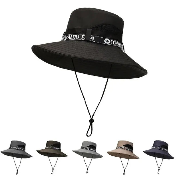 New Hot Selling Spring Summer Bucket Hat Men's Solid Color Big Brim Sun Hat Women's Folding Fishing Mountaineering Outdoor Hat