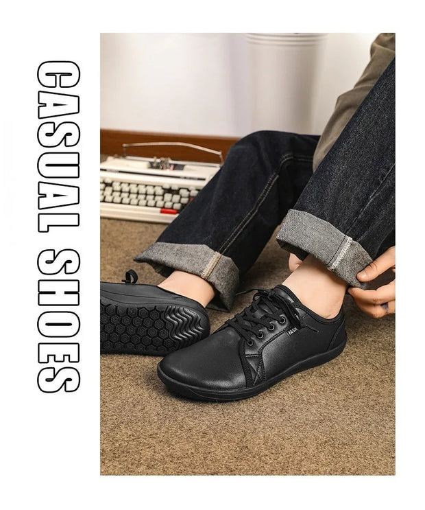 Men's Wide-toe Barefoot Shoes Lightweight Soft-soled Casual Walking Minimalist Breathable Artificial Leather Low-top Sneakers