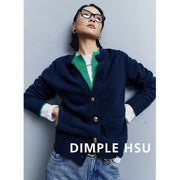 Autumn/Winter Knitted Loose Cardigan Jacket Pure Wool Sweater Temperament round Neck Slim Fit Long Sleeve Top for Women