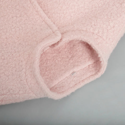 TARUXY Pink Short Fur Jacket Coat For Women Autumn Winter Casual Stand Collar Pocket Loose Fashion Long Sleeve Jacket Top Female