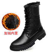 British Style Male Walking Footwear Luxury Brand Outdoor Boots High Quality Man Ankle Boots Warm Plush Fur Winter Shoes High Top