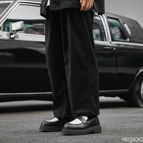 2025 Fashion New Men's Workwear Casual Big Toe Leather Shoes Niche Low Top Thick Sole Height Increasing Set Foot Men's Shoes