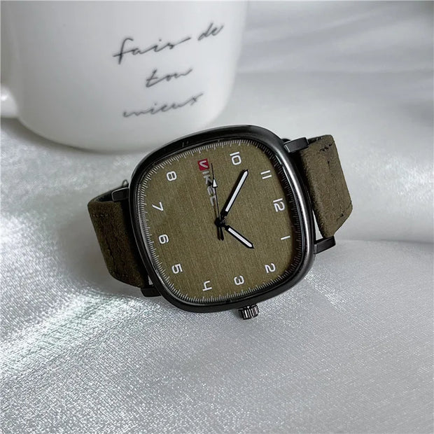 Brand Quartz Watch Youth Student Watch Vintage Square Dial Leather Belt Wristwatch Casual Fashion Men Women Gift Clock Wholesale