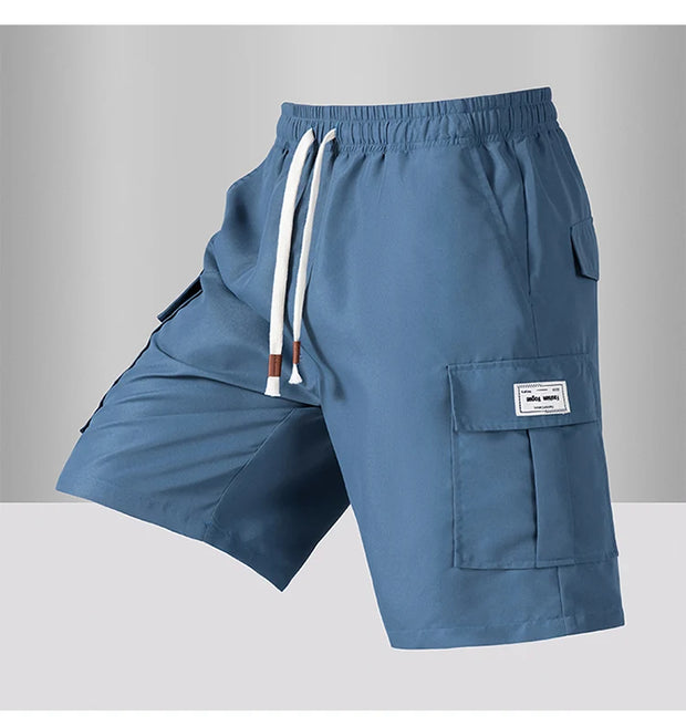 Summer Men's Cargo Shorts 2025 Loose Casual Below Knee Pants Elastic Waist Plus Size Outdoor Jogging Tactical Capri Sweatpants