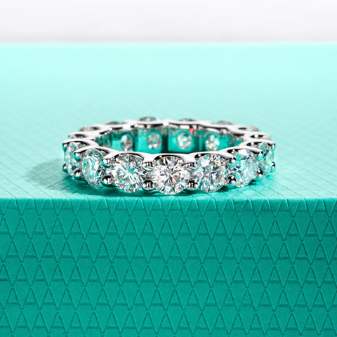 AnuJewel  4.5mm D Color Moissanites Eternity Band Ring 925 Sterling Silver Wedding Rings for Women Jewelry Gifts Wholesale