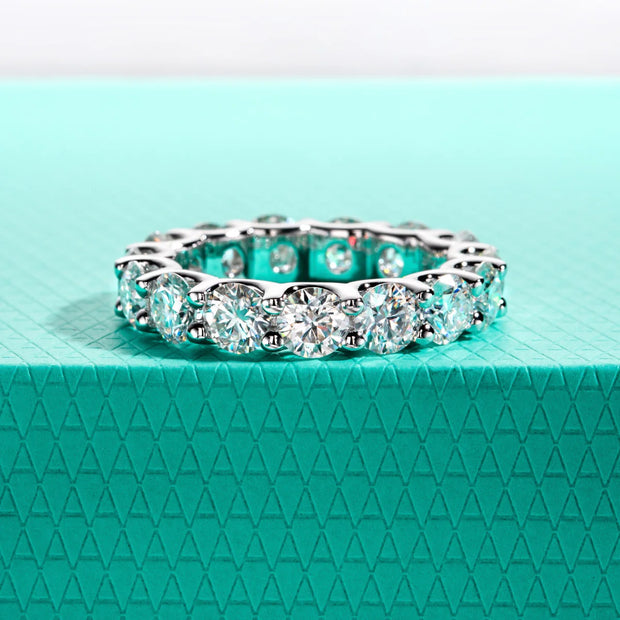 AnuJewel  4.5mm D Color Moissanites Eternity Band Ring 925 Sterling Silver Wedding Rings for Women Jewelry Gifts Wholesale