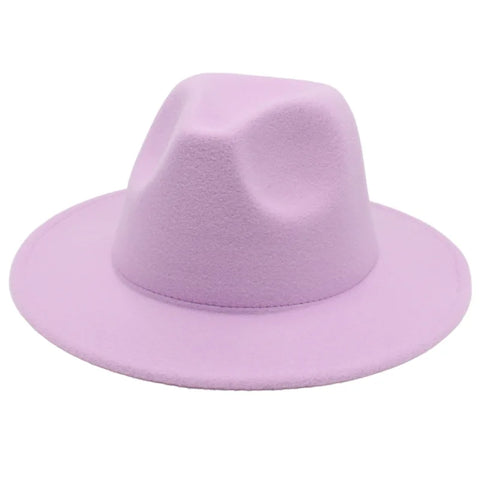 Classic Women Fedora Hats Autumn Winter Gentleman Jazz Felt Hat For Men Retro Church Lady Flat Wide Brim Dress Hat