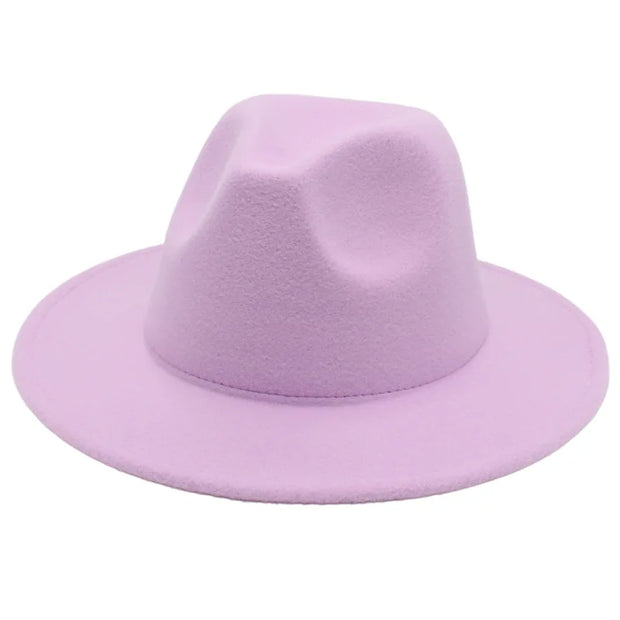 Classic Women Fedora Hats Autumn Winter Gentleman Jazz Felt Hat For Men Retro Church Lady Flat Wide Brim Dress Hat