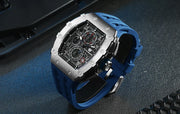 TSAR BOMBA Watch for Men Top Brand Luxury Waterproof Quartz Wristwatch Tonneau Clock Gift Chronograph Rectangle Mens Watch
