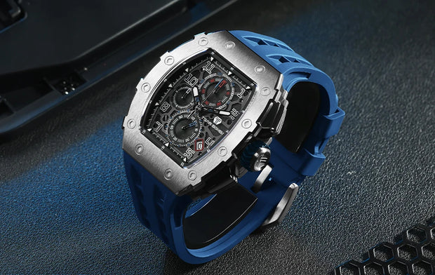 TSAR BOMBA Watch for Men Top Brand Luxury Waterproof Quartz Wristwatch Tonneau Clock Gift Chronograph Rectangle Mens Watch