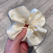 Elegant Solid Satin Scrunchies Elastic Hair Bands for Women Rhinestone Crystal Hairbands Korean Girls Head Tie Hair Accessories
